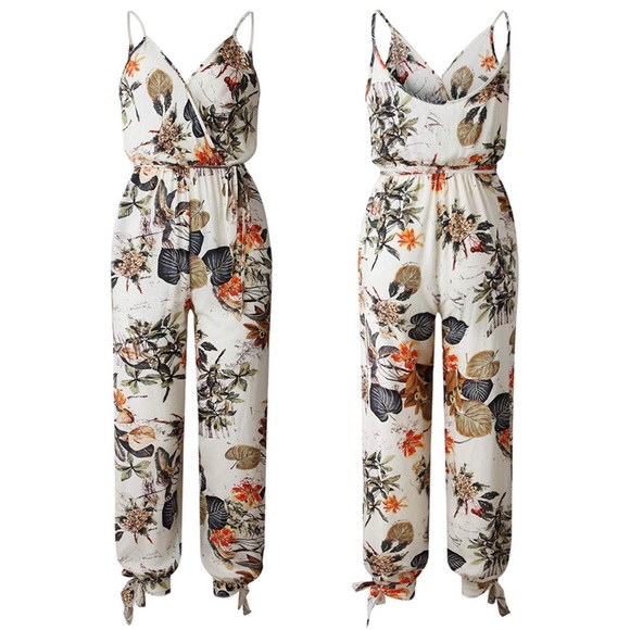 White Floral Jumpsuit - Picture 4 of 8